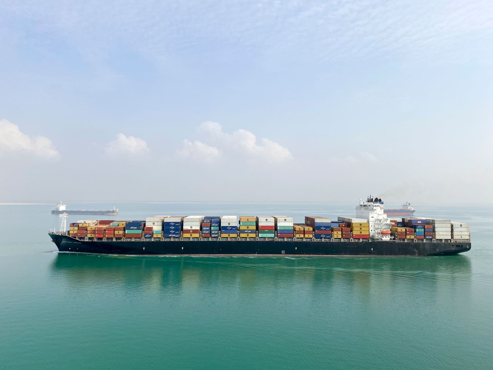 Port at work on international trade routes